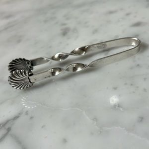 Vintage Fleetwood Handmade Sterling Silver Sugar Tongs Shell Design